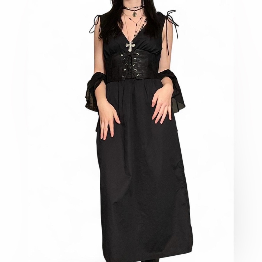 SOLD ! DO NOT BUY ! old navy boho gothic witchy black linen maxi dress